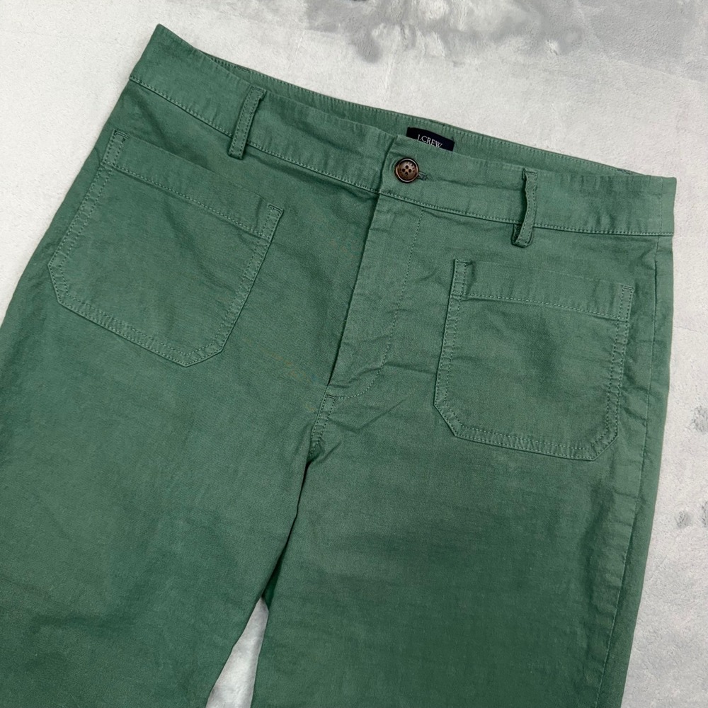 J.Crew Wide Leg Pants Women 30P Green High Rise Utility Patch Pocket Petite - Picture 4 of 11